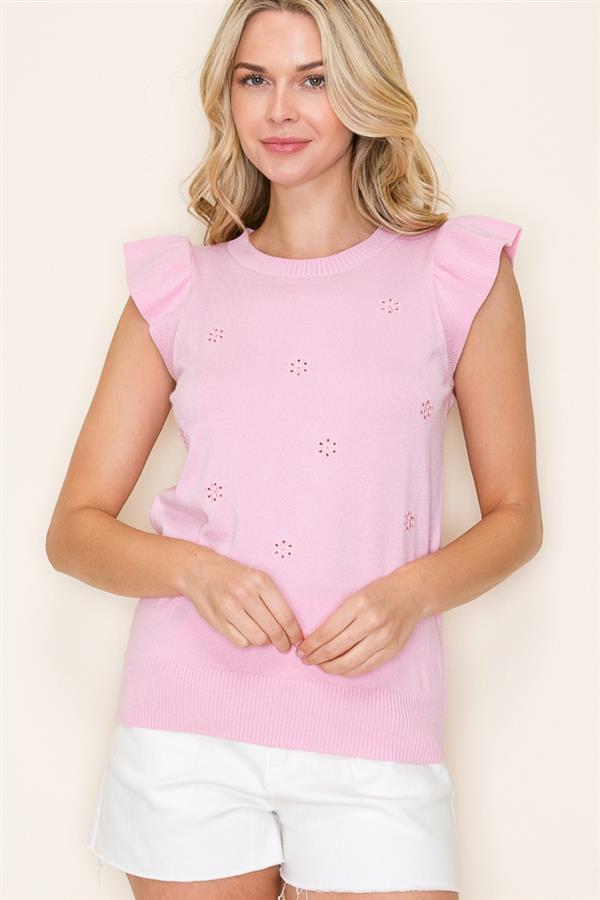 Pink and Planted Embroidered Top