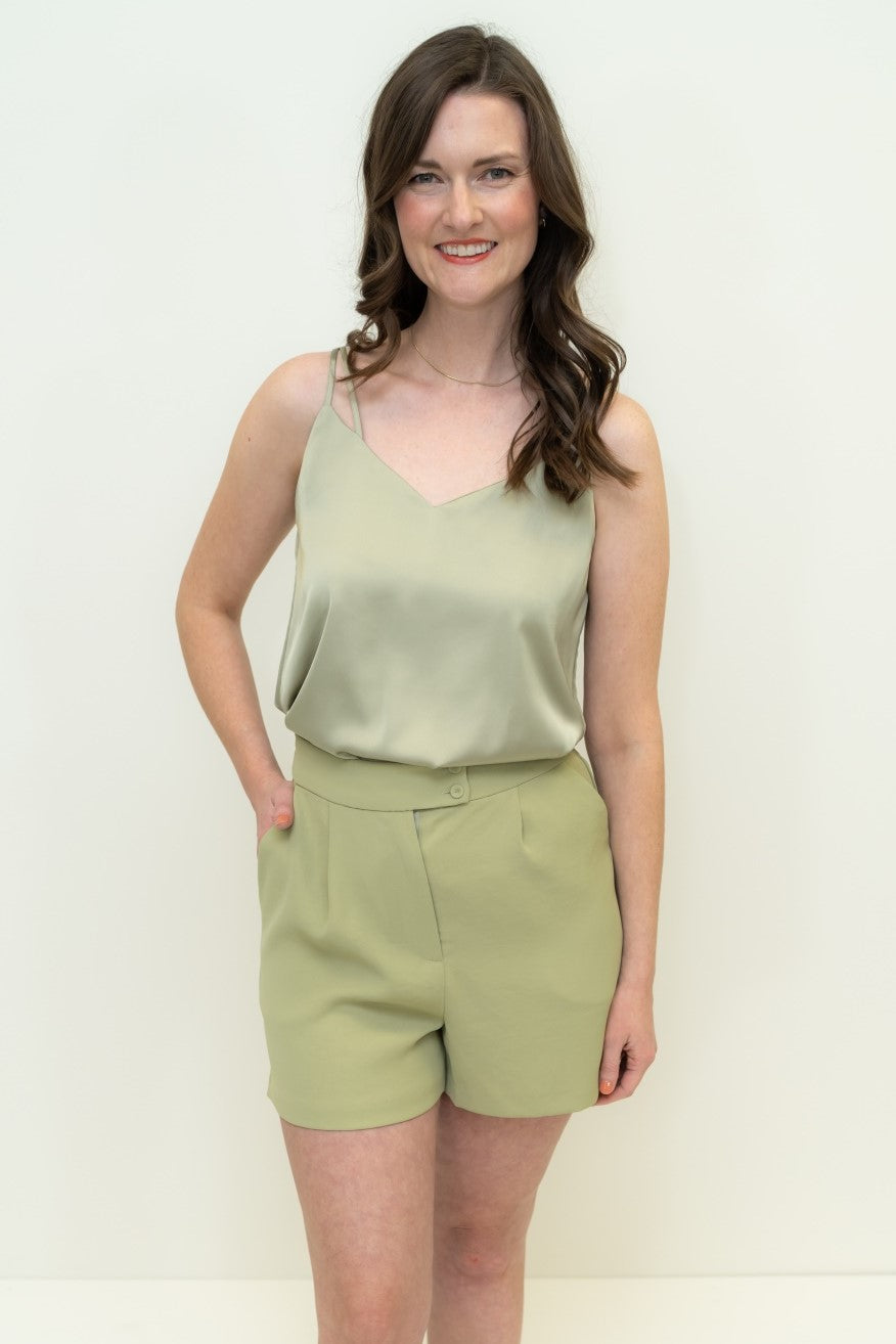 Vale Double Strap Cami - Shimmering Light Olive – Hello Color