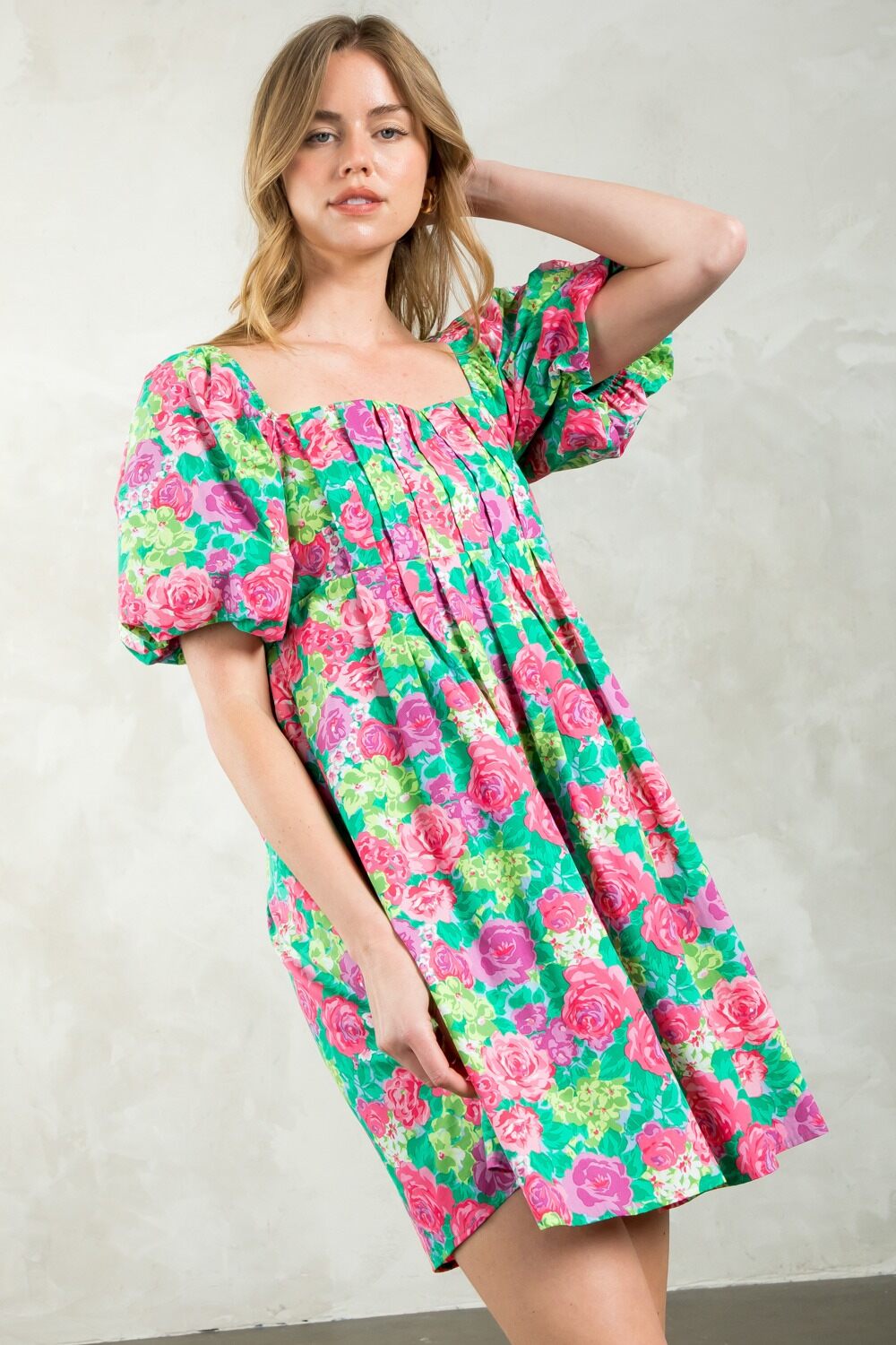 Paisley Floral Dress - Pink, Green, Purple M Paisley Floral Dress - Pink, Green, Purple M