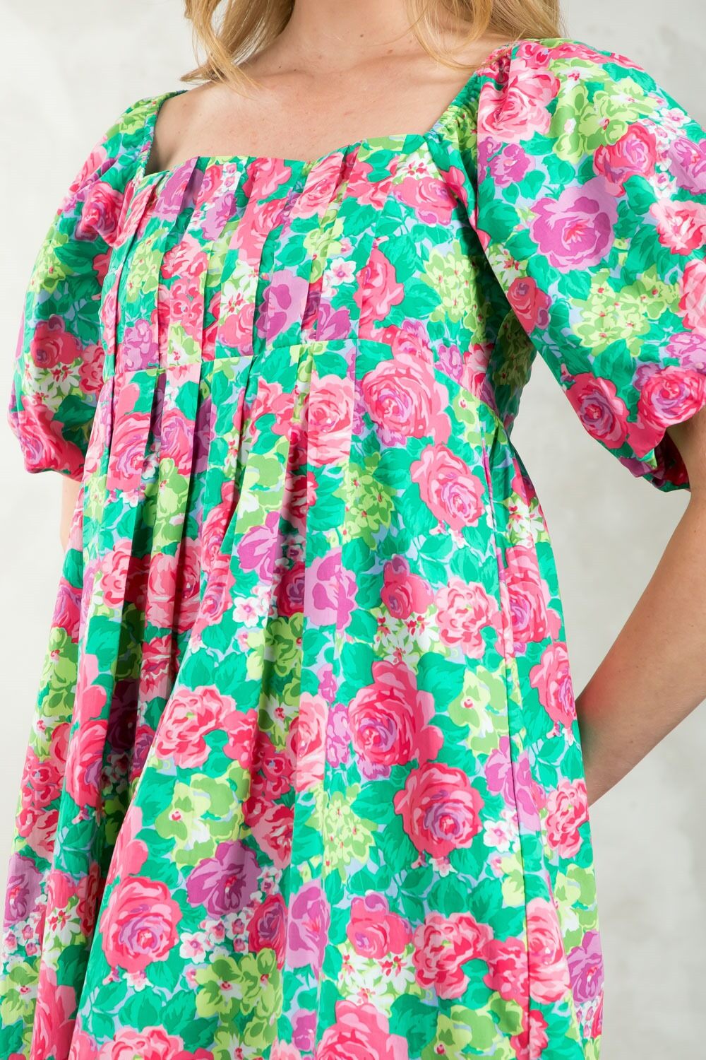 Paisley Floral Dress - Pink, Green, Purple M Paisley Floral Dress - Pink, Green, Purple M